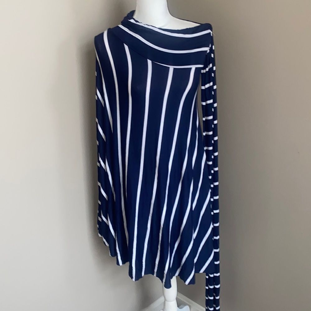 Elan Navy and White Striped Dress